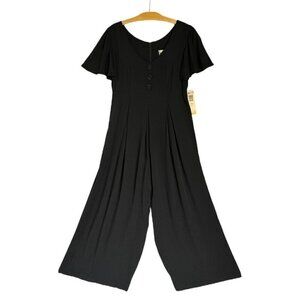 Vintage Jeffrey & Dara by Linda Hutley Black Loose Wide Leg Jumpsuit Size 6 NWT